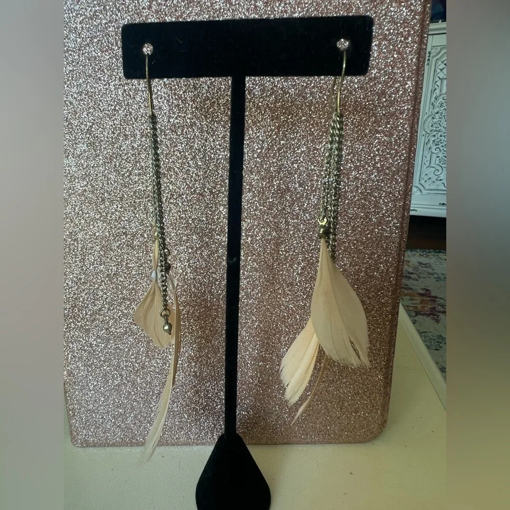 Elegant Feather Drop Earrings